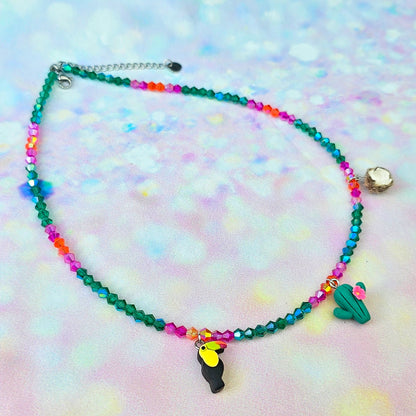 Tropical Paradise Glass Beaded Charm Necklace
