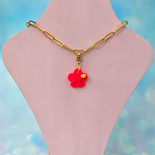 Hibiscus (Hot Pink) Necklace Charm (Charm Only)