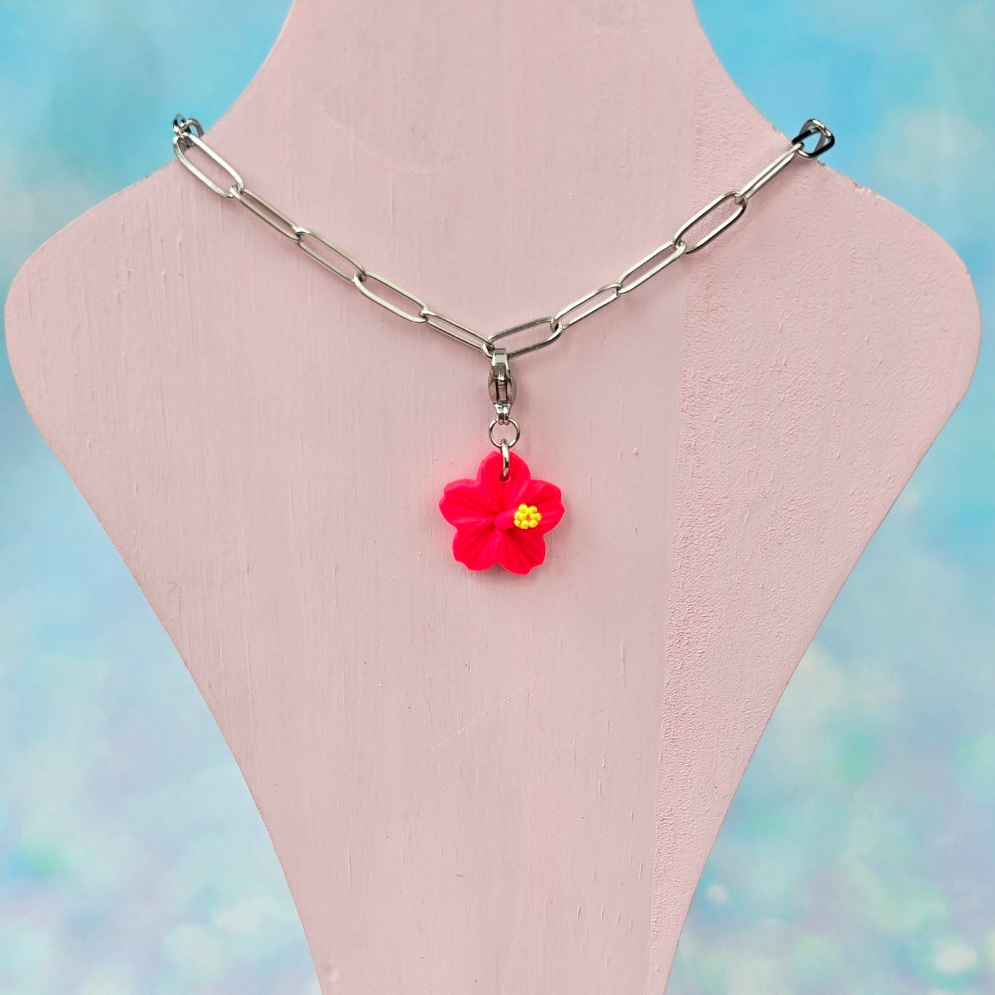 Hibiscus (Hot Pink) Necklace Charm (Charm Only)