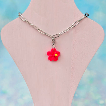 Hibiscus (Hot Pink) Necklace Charm (Charm Only)