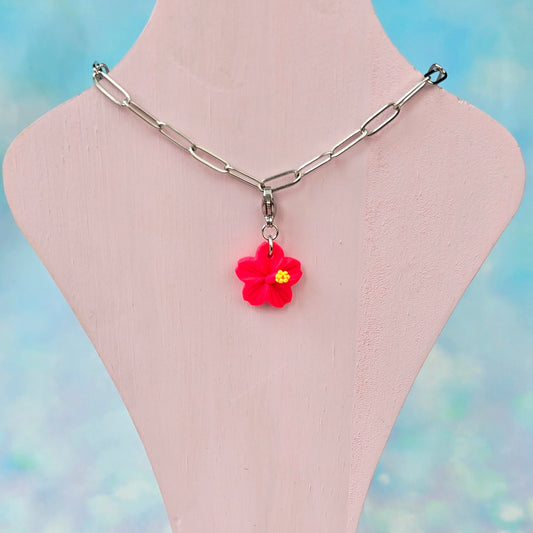 Hibiscus (Hot Pink) Necklace Charm (Charm Only)