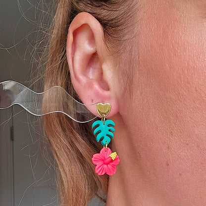 Monstera and Hibiscus Dangles