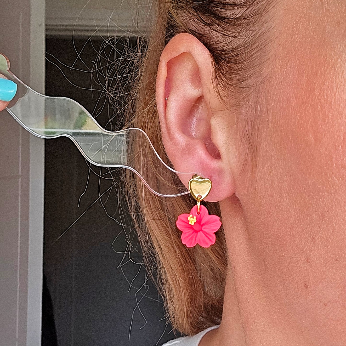 Hibiscus (Hot Pink) Dangles