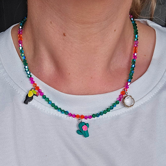 Tropical Paradise Glass Beaded Charm Necklace