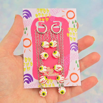 White Eyeball 5 Drop Dangles