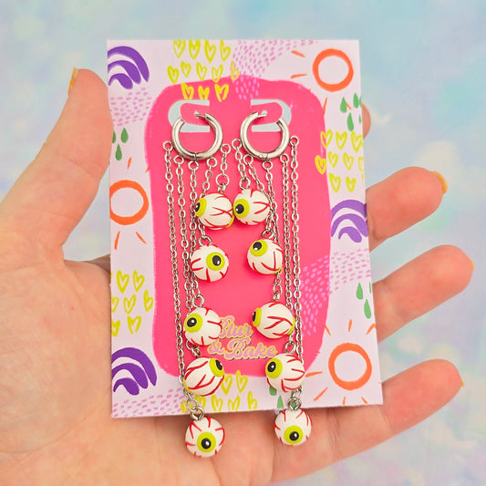 White Eyeball 5 Drop Dangles