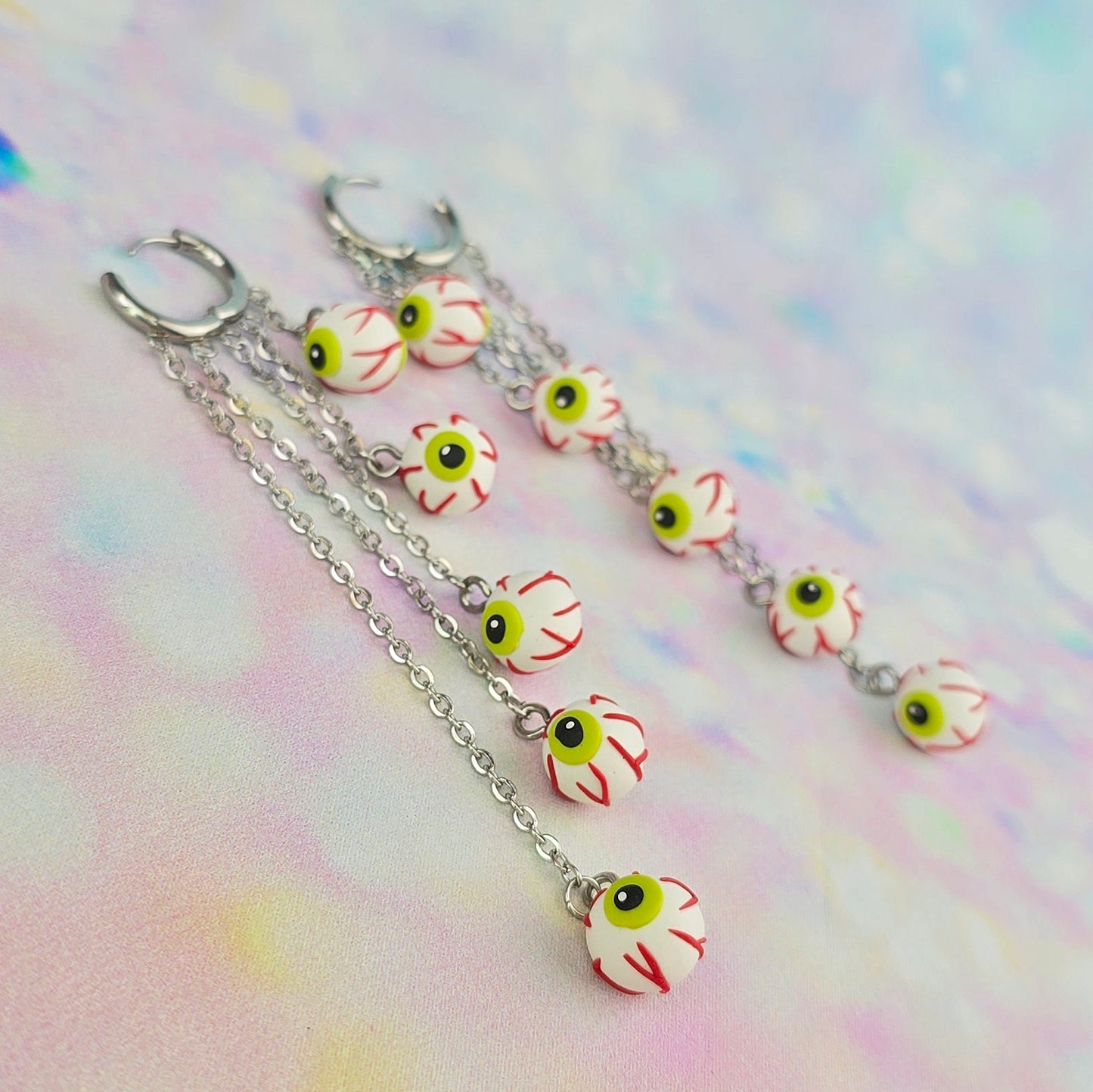 White Eyeball 5 Drop Dangles