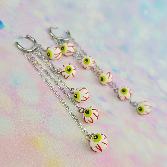 White Eyeball 5 Drop Dangles