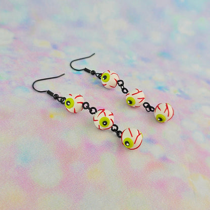 White Eyeball 3 Drop Dangles