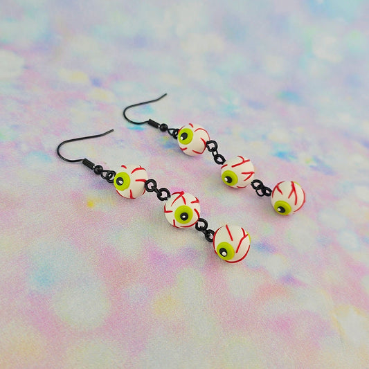 White Eyeball 3 Drop Dangles