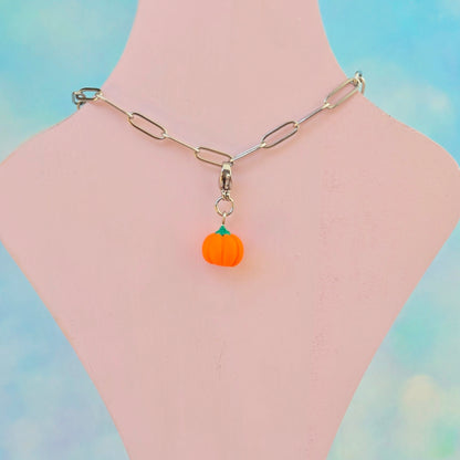 Orange Pumpkin Necklace Charm (Charm Only)