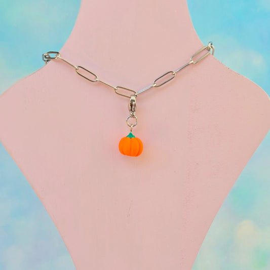 Orange Pumpkin Necklace Charm (Charm Only)