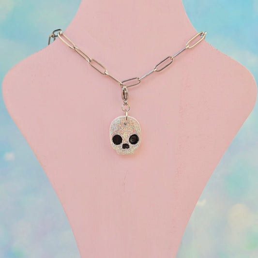 Glitter Skull Necklace Charm (Charm Only)