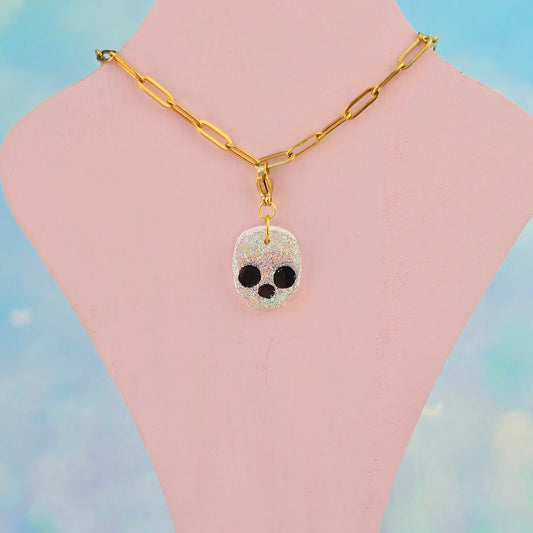 Glitter Skull Necklace Charm (Charm Only)
