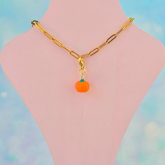 Orange Pumpkin Necklace Charm (Charm Only)
