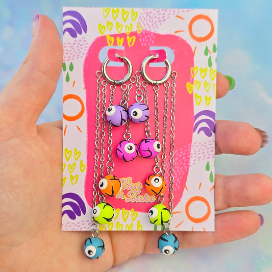 Rainbow Eyeball 5 Drop Dangles