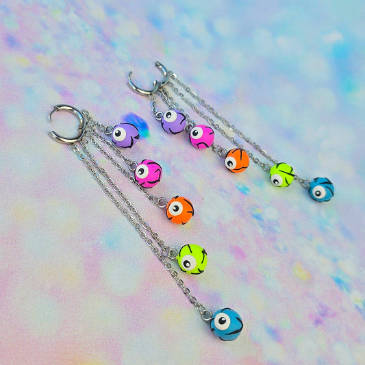 Rainbow Eyeball 5 Drop Dangles
