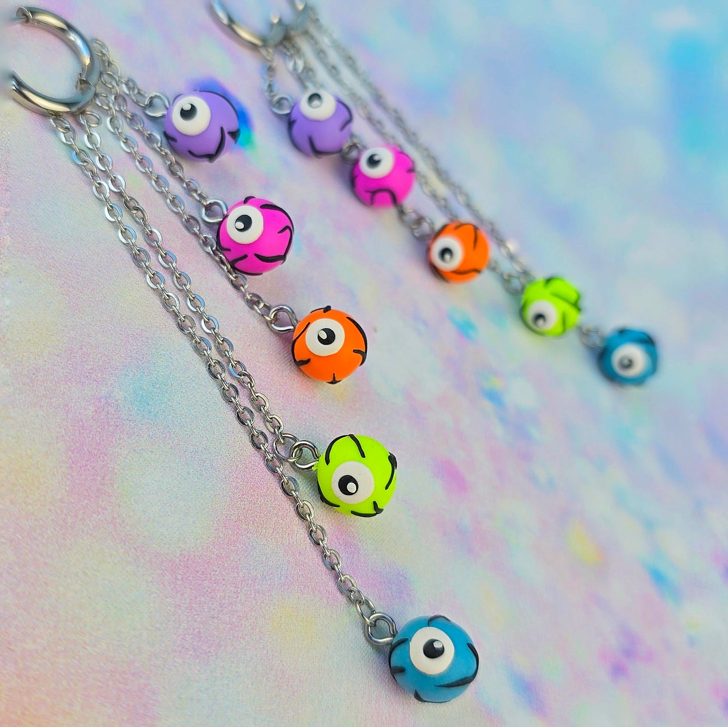 Rainbow Eyeball 5 Drop Dangles