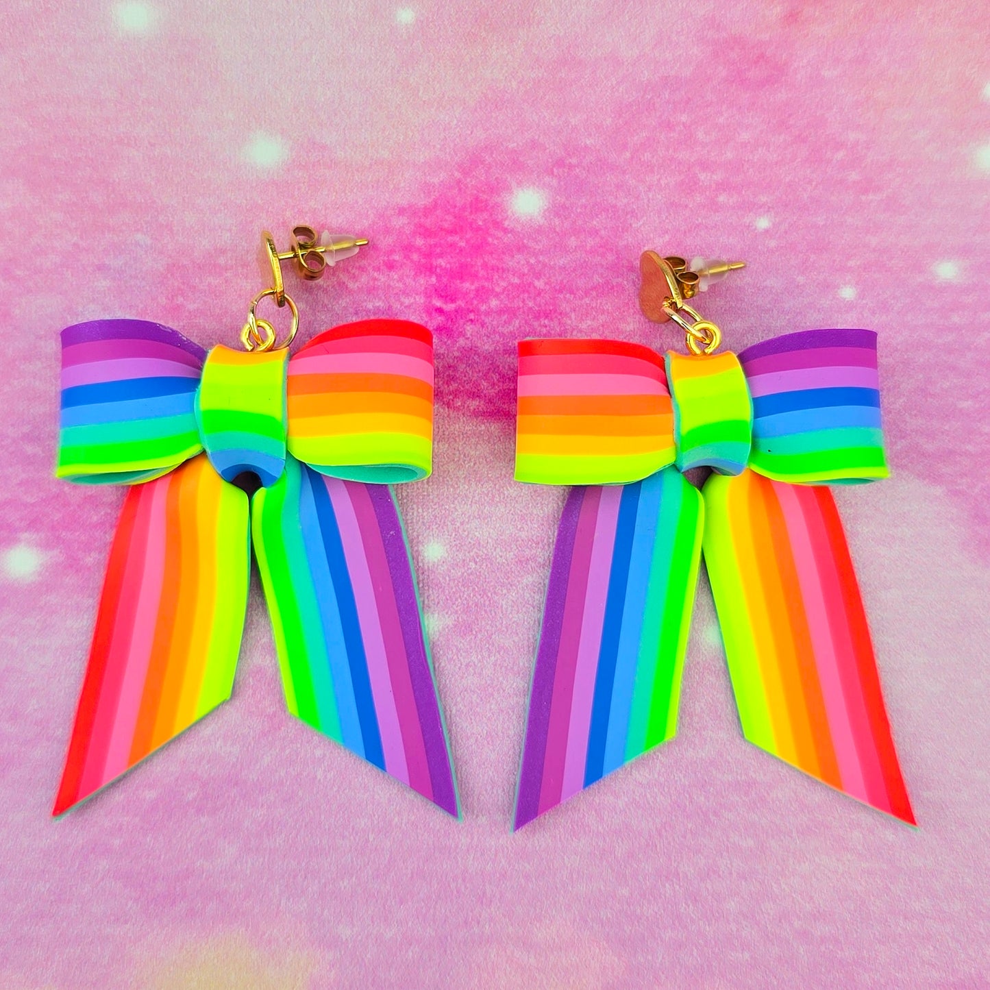 LIMITED EDITION Neon Night's Large Bow Dangles
