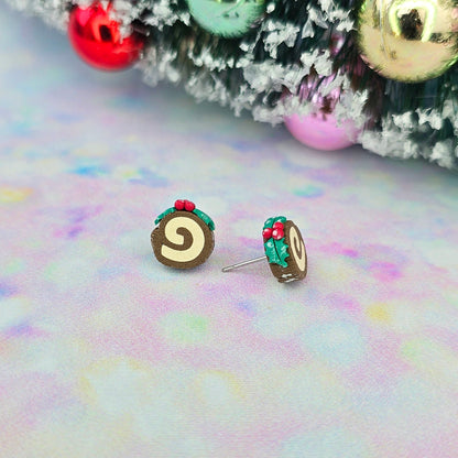 Christmas-Yule Chocolate Log Cake Studs