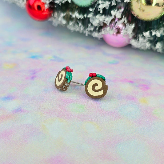 Christmas-Yule Chocolate Log Cake Studs