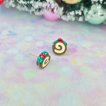 Christmas-Yule Chocolate Log Cake Studs