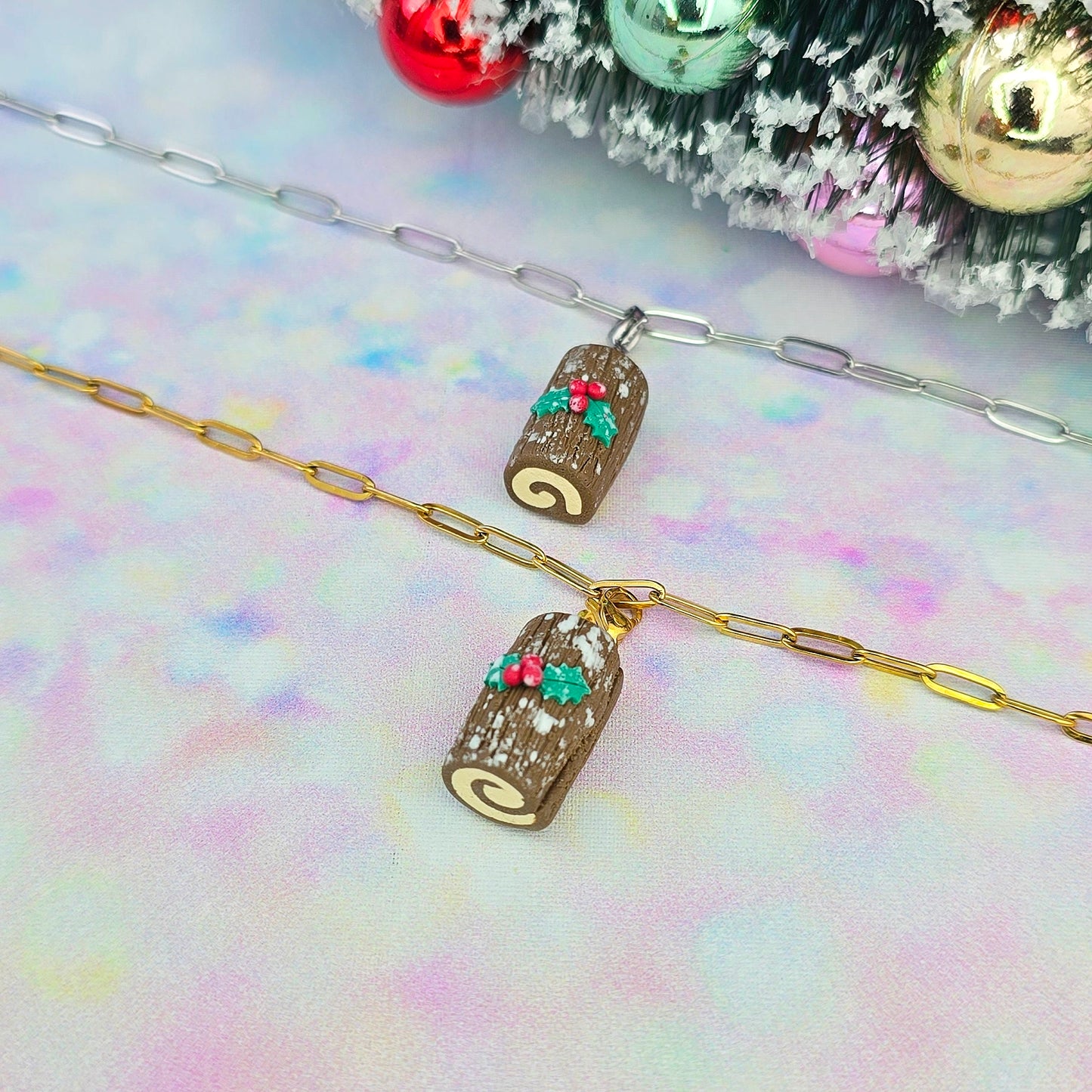 Christmas- Yule Chocolate Log Cake Necklace Charm (Charm Only)