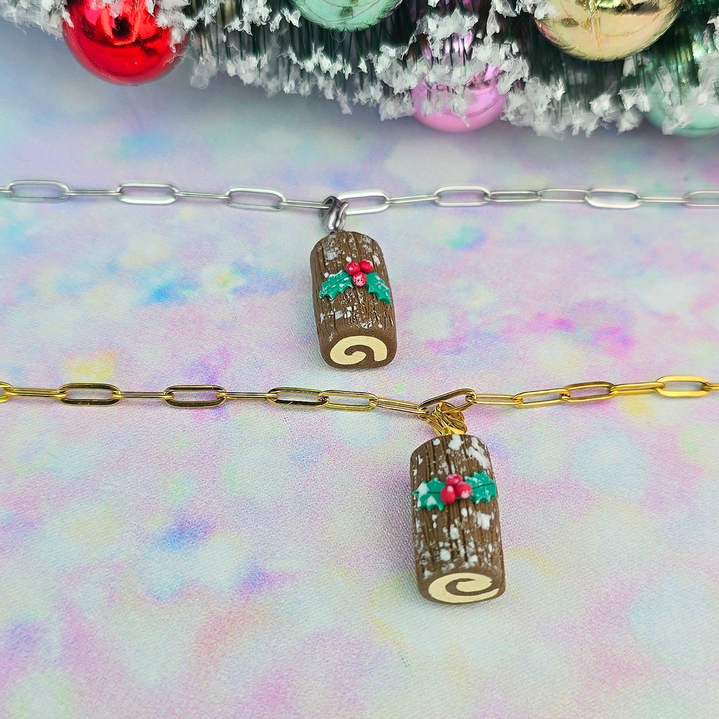 Christmas- Yule Chocolate Log Cake Necklace Charm (Charm Only)