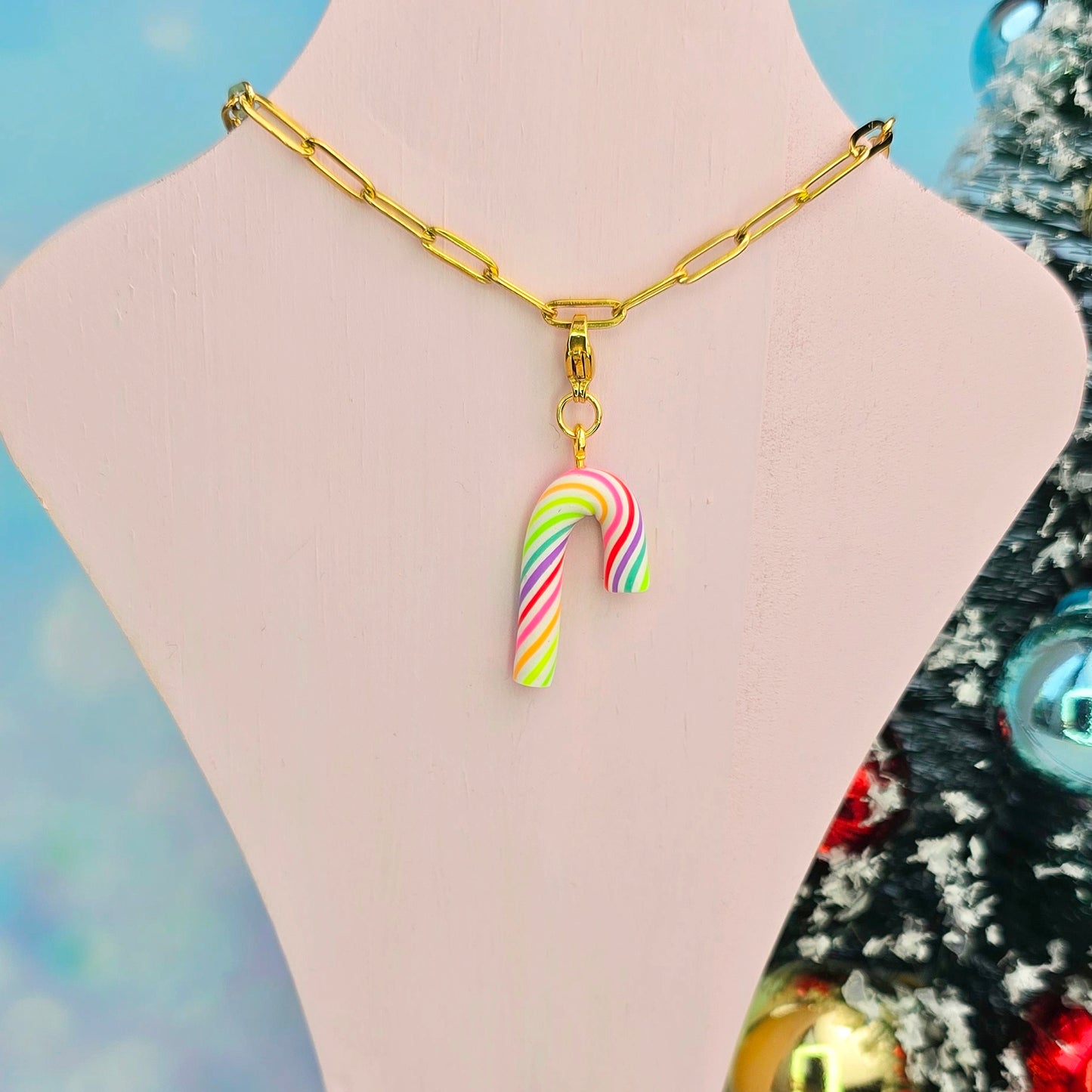Colourful Neon Candy Cane Necklace Charm (Charm Only)