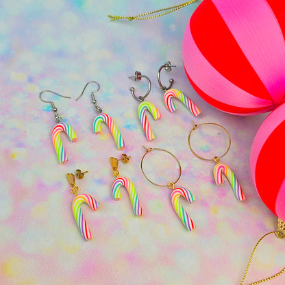 Christmas- Colourful Neon Candy Cane Dangles