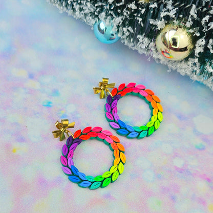 Christmas- Rainbow Wreath Dangles