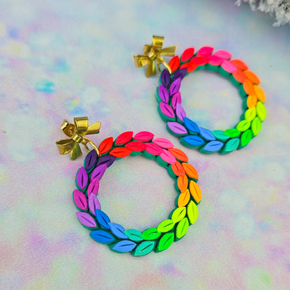 Christmas- Rainbow Wreath Dangles