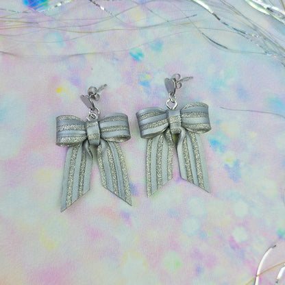 LIMITED EDITION Silver Stripe Mini Bows