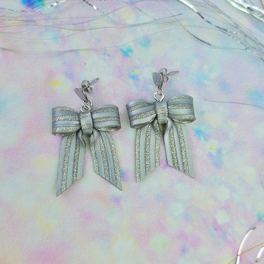LIMITED EDITION Silver Stripe Mini Bows