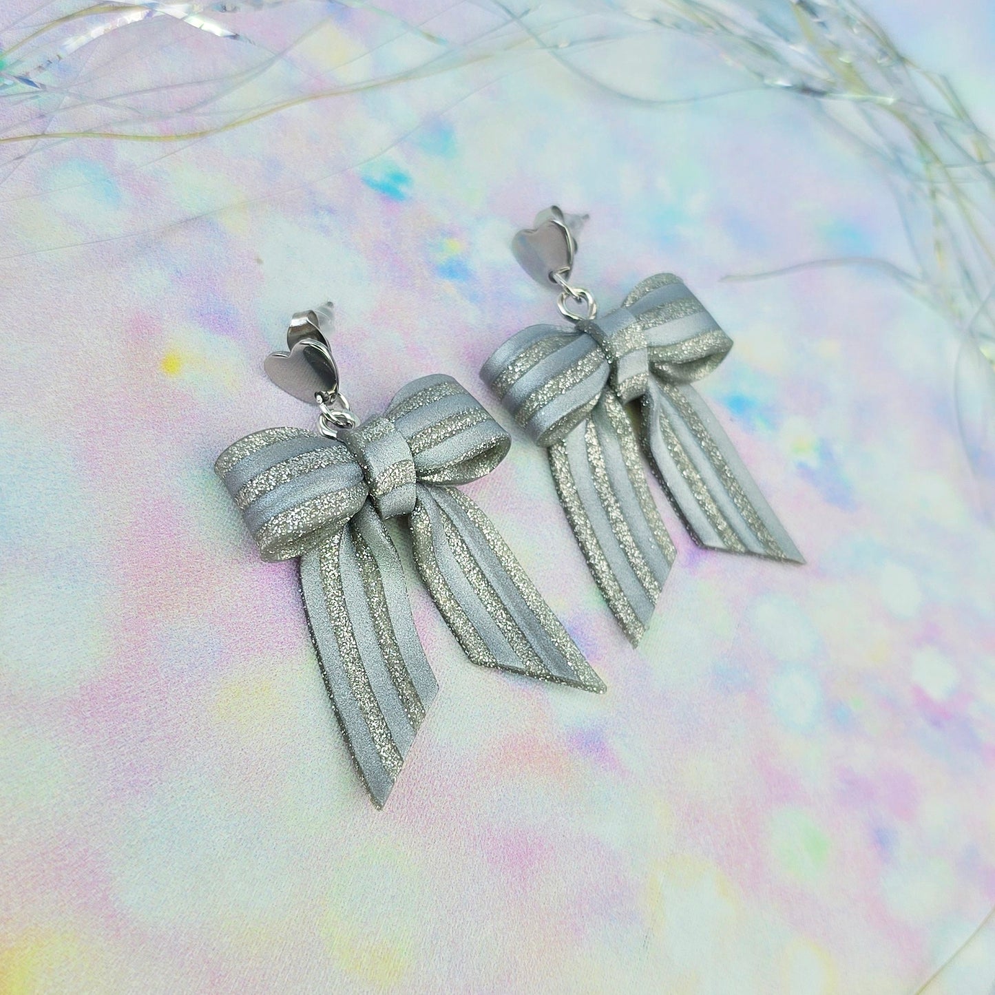 LIMITED EDITION Silver Stripe Mini Bows