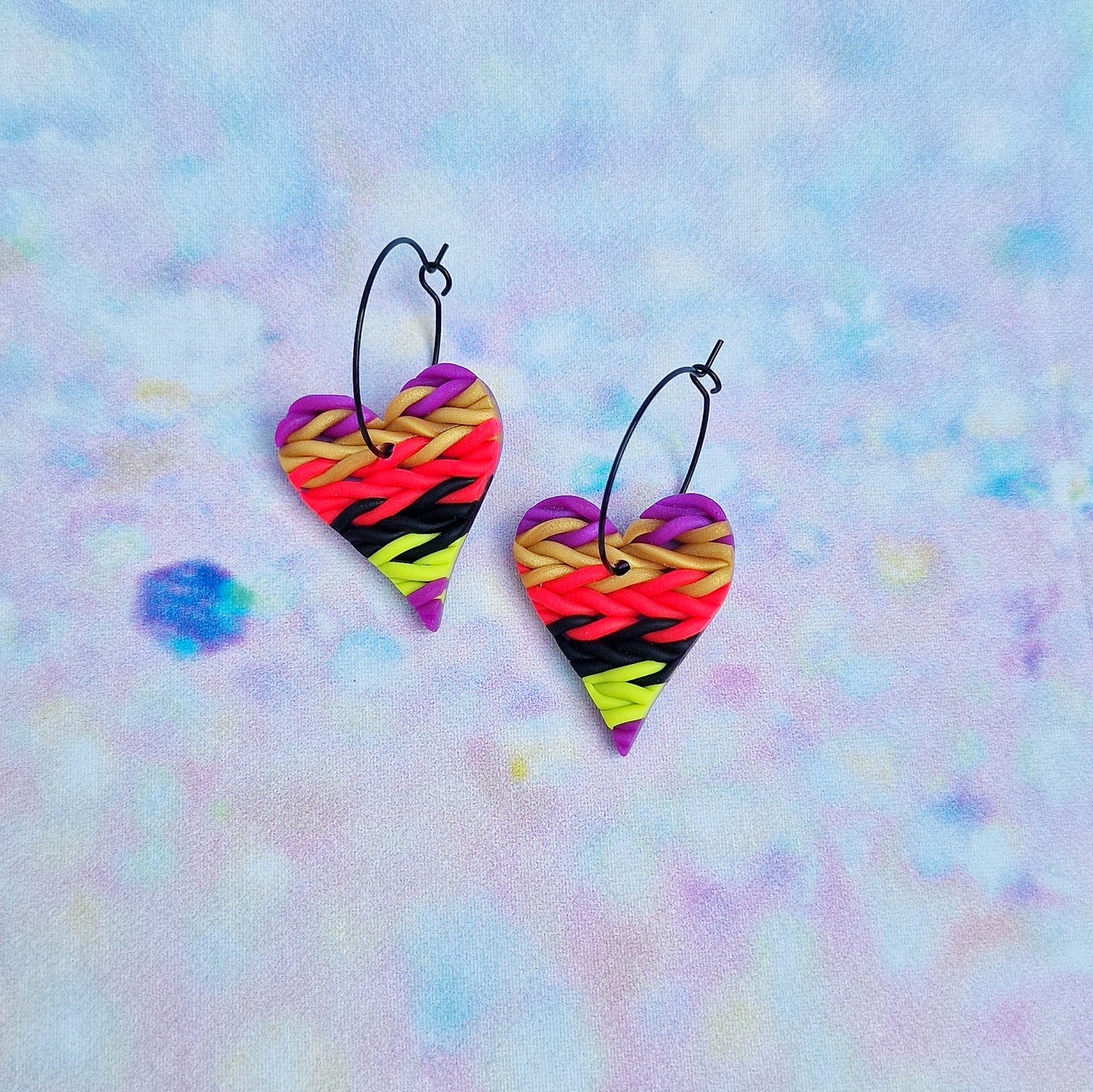 Neon 80's Knitted Hearts