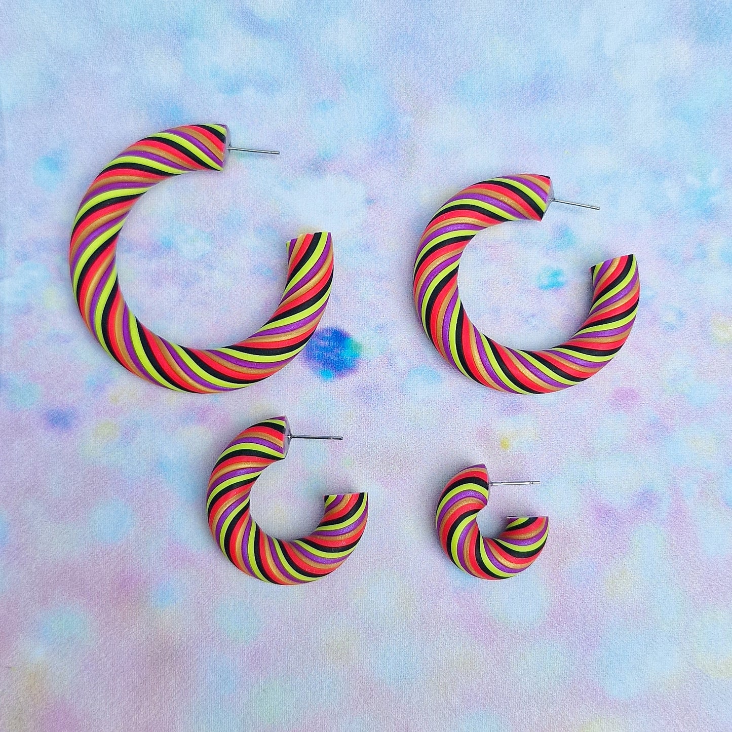 Neon 80's Twisted Hoops (All Sizes)