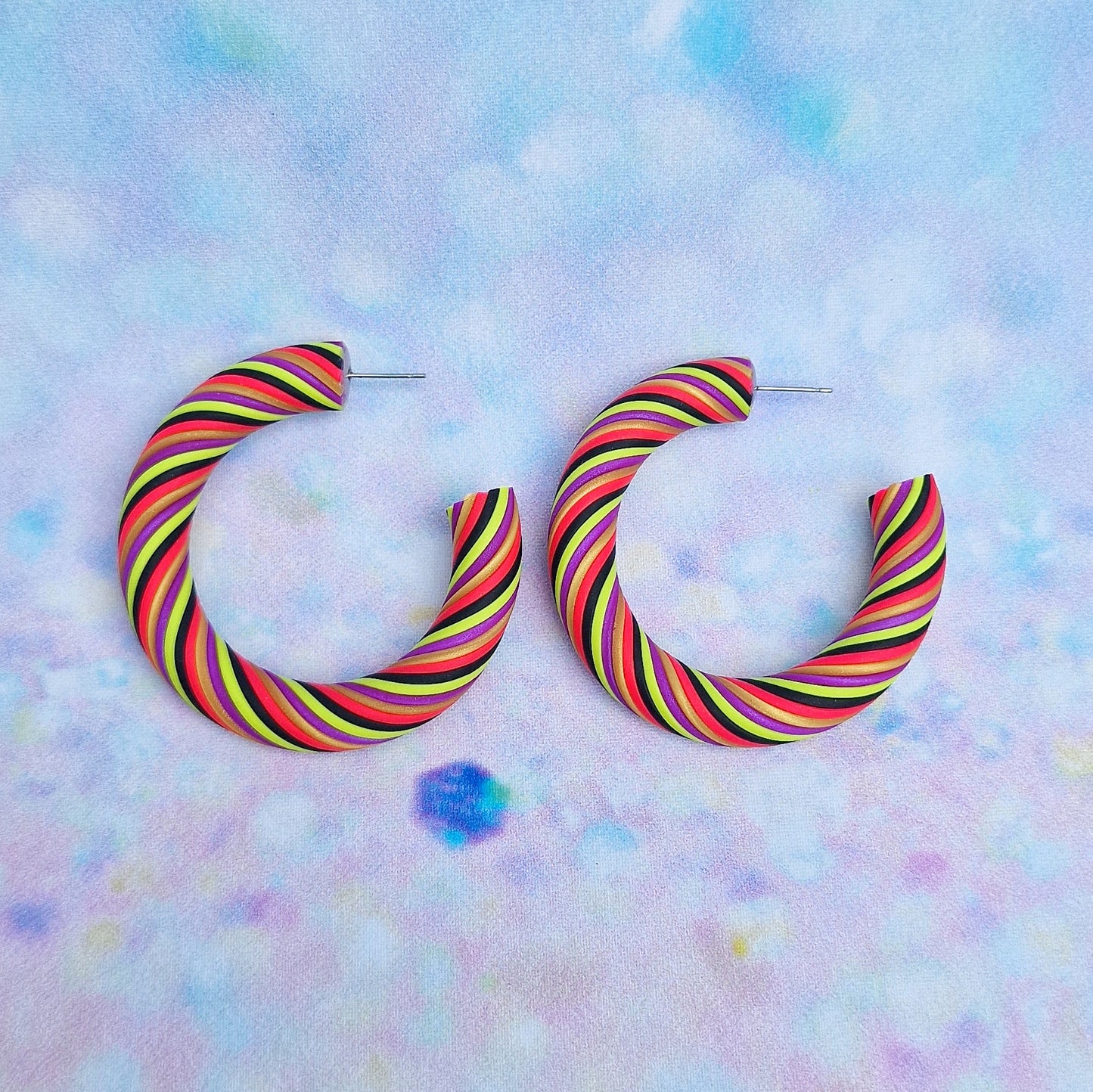 Neon 80's Twisted Hoops (All Sizes)