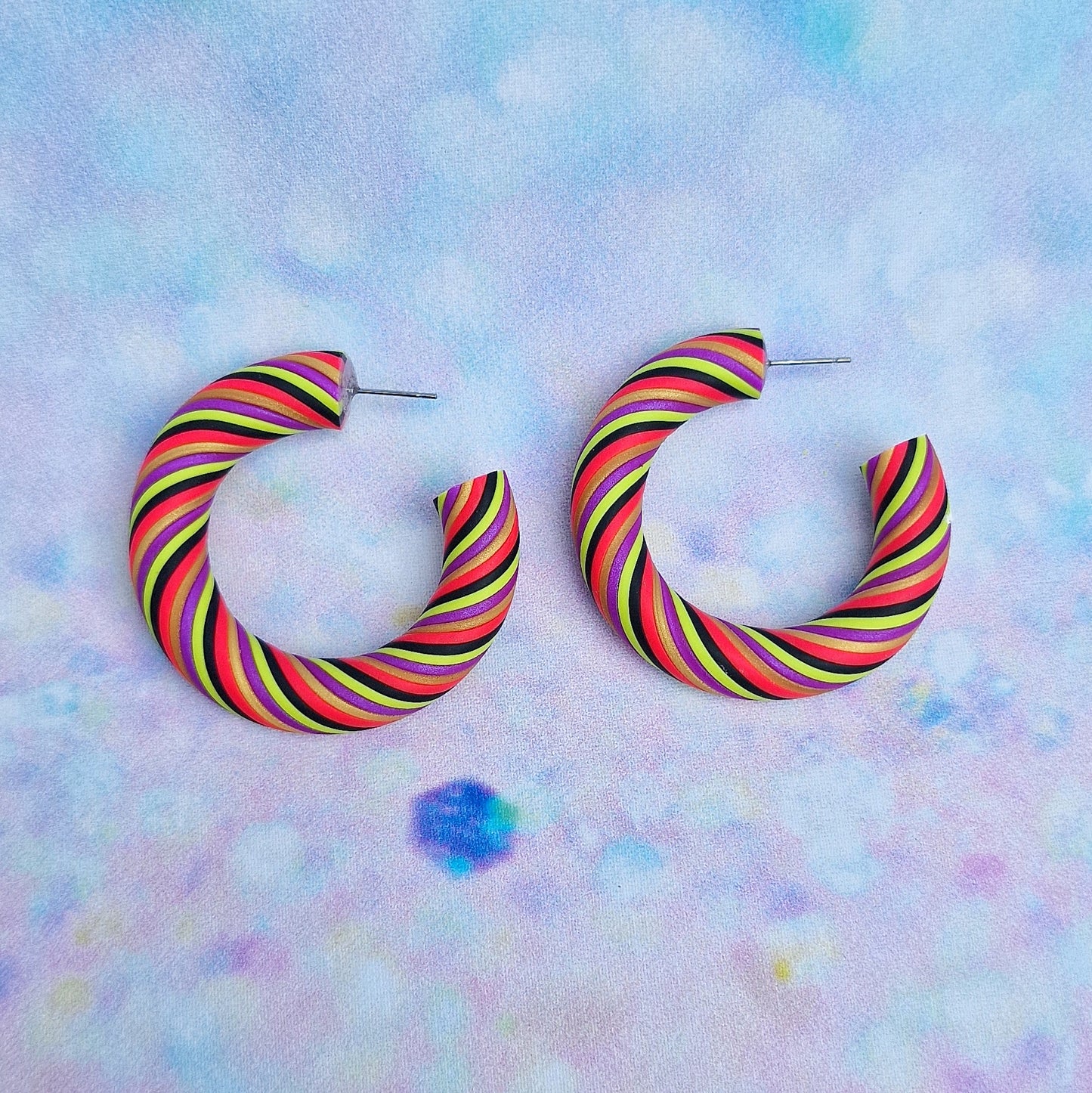 Neon 80's Twisted Hoops (All Sizes)