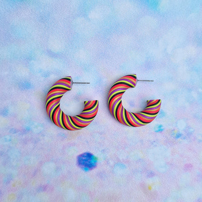 Neon 80's Twisted Hoops (All Sizes)