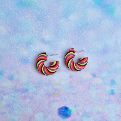 Neon 80's Twisted Hoops (All Sizes)