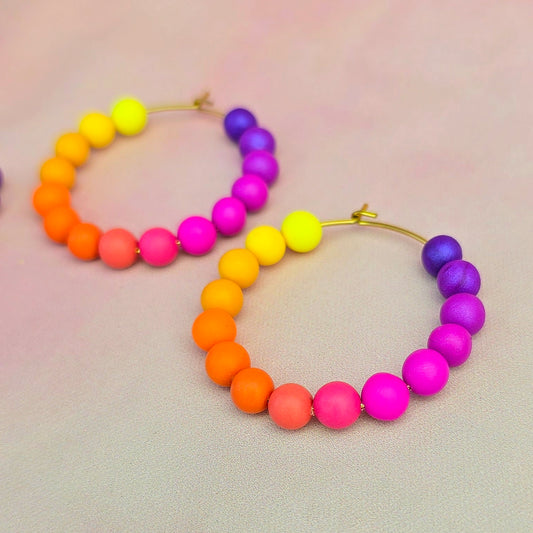 Sunset Beaded Hoops