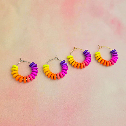 Sunset Mini Beaded Hoops