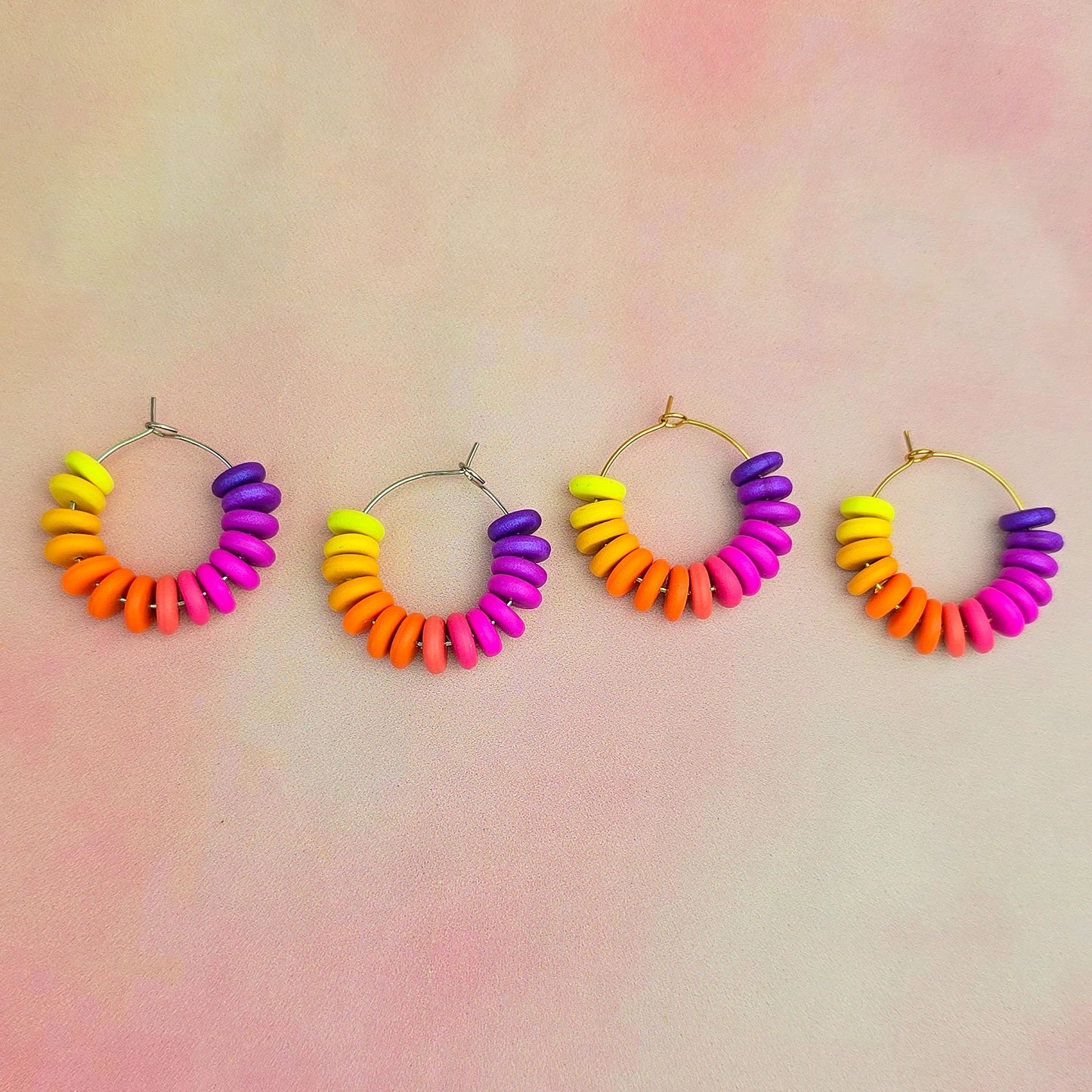 Sunset Mini Beaded Hoops