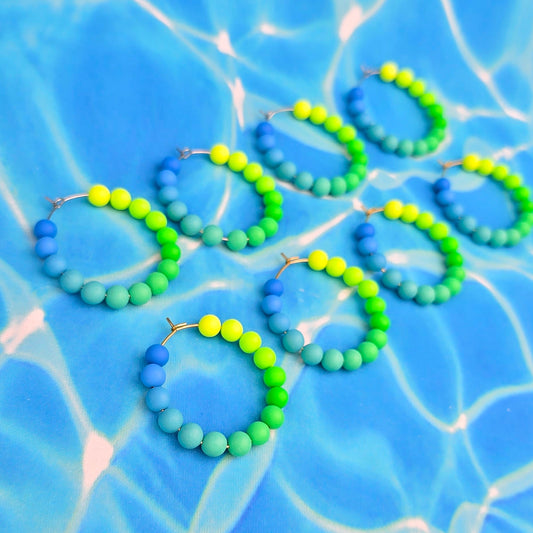Blue Lagoon Beaded Hoops