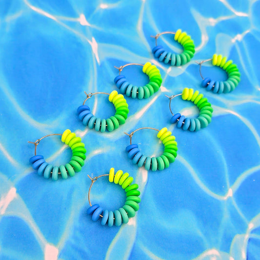 Blue Lagoon Mini Beaded Hoops