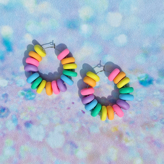 Pastel Beaded Hoops