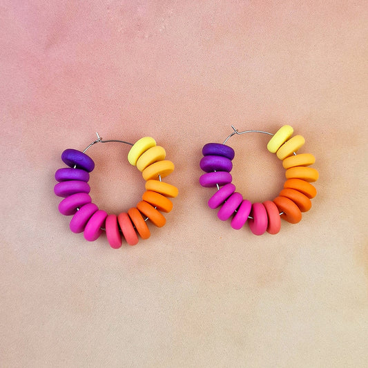 Sunset Beaded Hoops