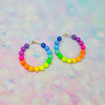 Neon Bouquet Beaded Hoops