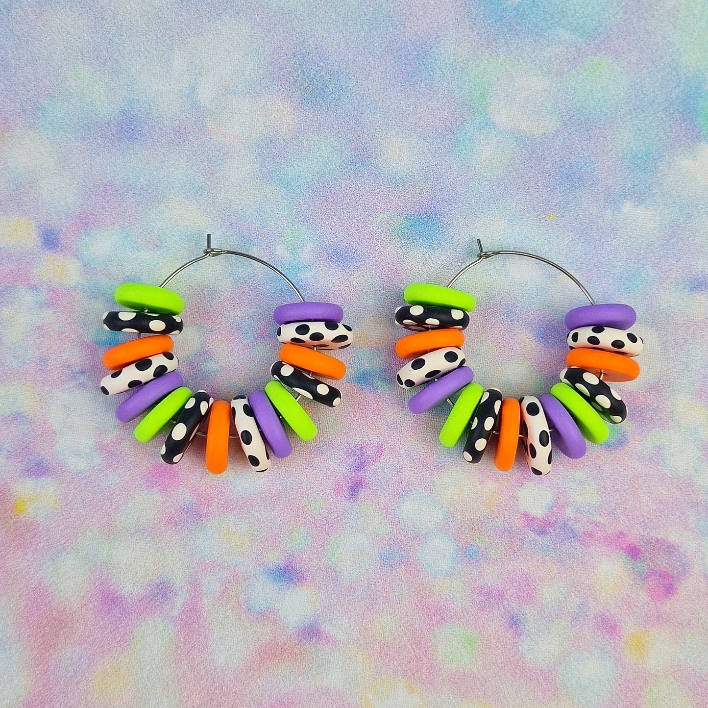 Halloween Polka Dot Beaded Hoops -Limited Edition